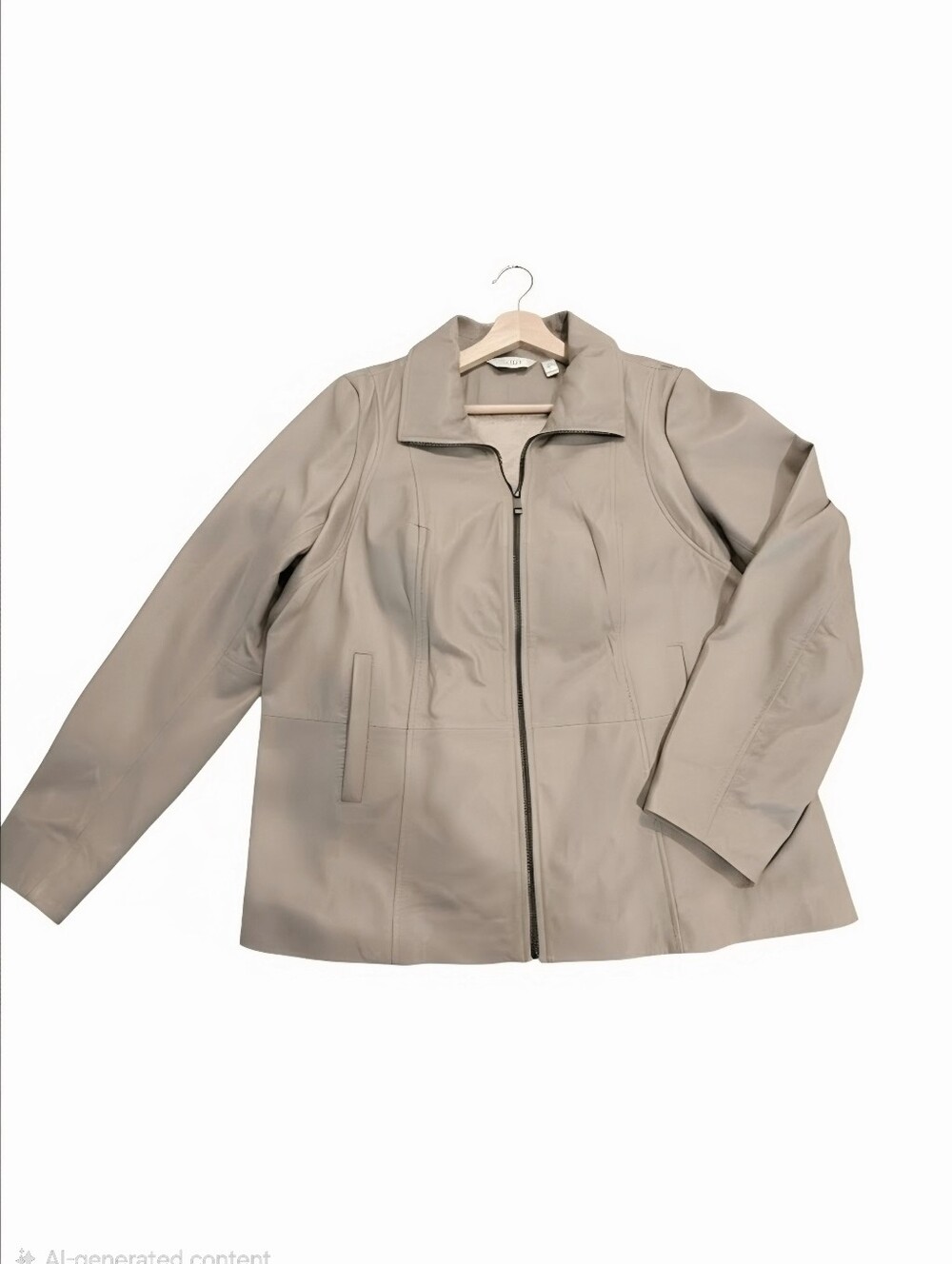 Denim&Co Taupe Lambskin Leather Zip Jacket Size 1X